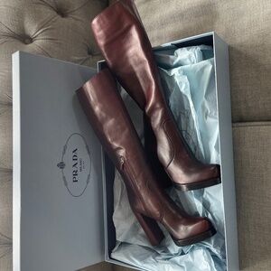 PRADA knee leather boots